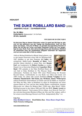 The Duke Robillard Band (Usa) „Indepently Blue” – Cd-Präsentation