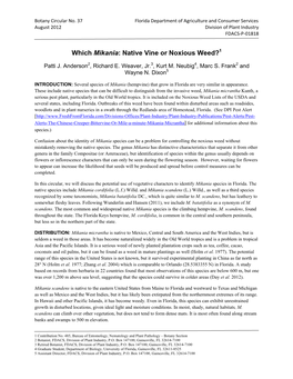 Which Mikania: Native Vine Or Noxious Weed?1