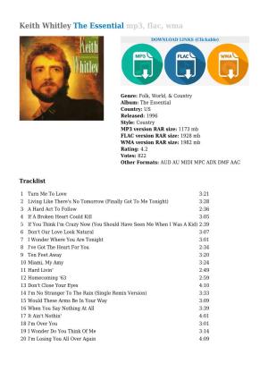 Keith Whitley the Essential Mp3, Flac, Wma