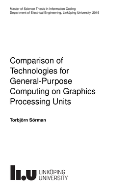 Comparison of Technologies for General-Purpose Computing on Graphics Processing Units
