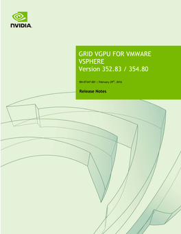 GRID VGPU for VMWARE VSPHERE Version 352.83 / 354.80