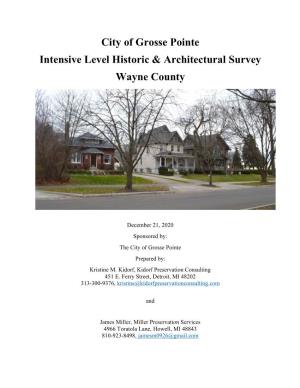 City of Grosse Pointe Intensive Level Historic & Architectural Survey