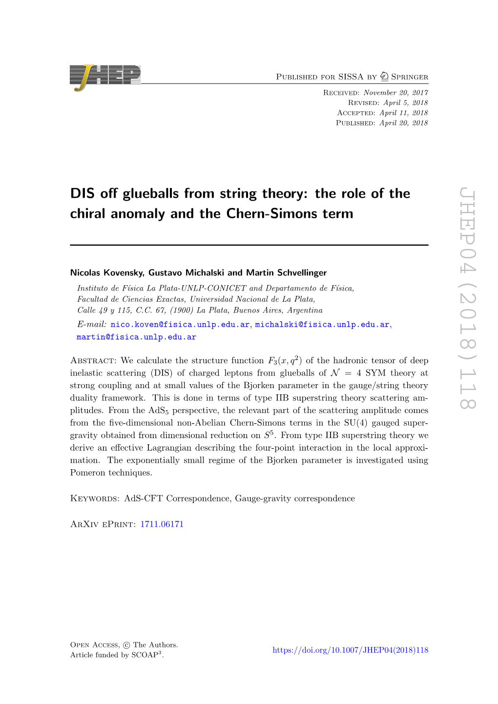 DIS Off Glueballs from String Theory: the Role of the Chiral Anomaly and The