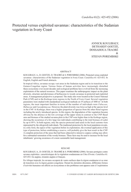 Characteristics of the Sudanian Vegetation in Ivory Coast