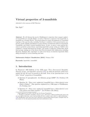 Virtual Properties of 3-Manifolds Dedicated to the Memory of Bill Thurston