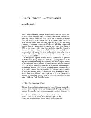 Dirac's Quantum Electrodynamics