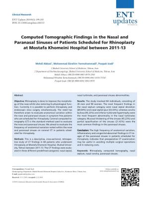 Computed Tomographic Findings in the Nasal and Paranasal Sinuses Of