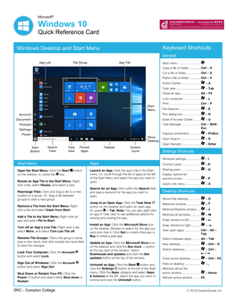Windows 10 Quick Reference Card