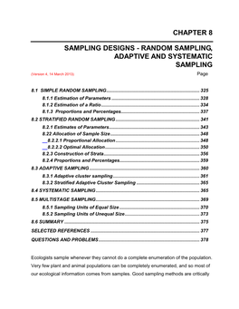 Chapter 8, Sampling Designs: Random Sampling, Adaptive And