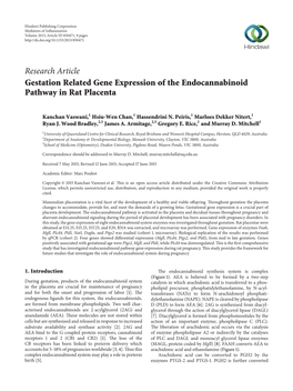 Gestation Related Gene Expression of the Endocannabinoid Pathway in Rat Placenta