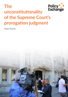The Unconstitutionality of the Supreme Court's Prorogation Judgment