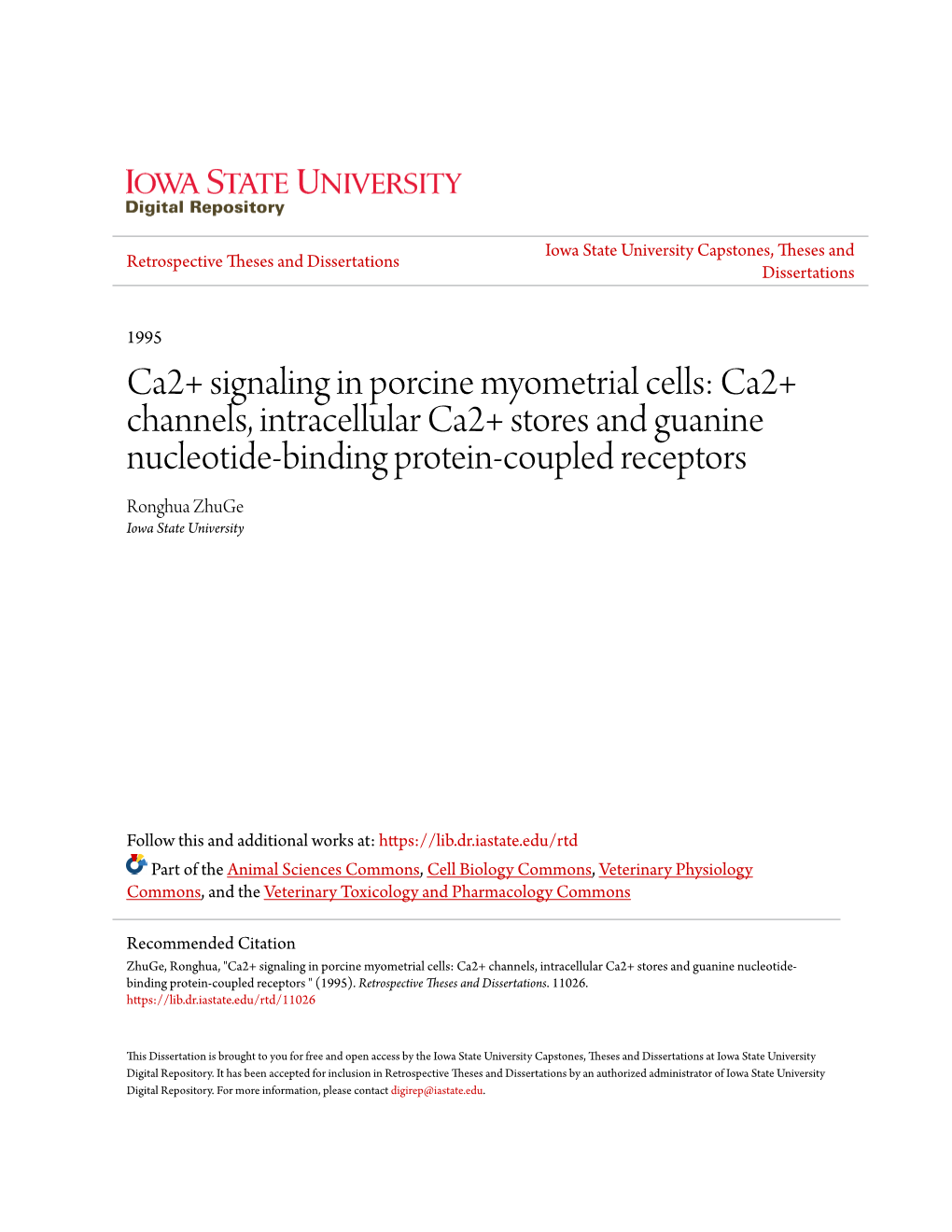 Ca2+ Signaling in Porcine Myometrial Cells: Ca2+ Channels, Intracellular Ca2+ Stores and Guanine Nucleotide-Binding Protein-Coup