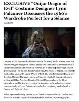 EXCLUSIVE “Ouija: Origin of Evil” Costume Designer Lynn Falconer Discusses the 1960’S Wardrobe Perfect for a Séance Dan Light