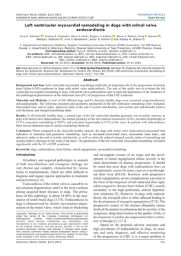 Left Ventricular Myocardial Remodeling in Dogs with Mitral Valve Endocardiosis