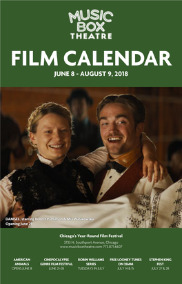Film Calendar June 8 - August 9, 2018