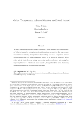 Adverse Selection and Moral Hazard in Online Markets