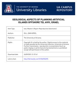 Geological Aspects of Planning Artificial Islands Offshore Tel Aviv, Israel