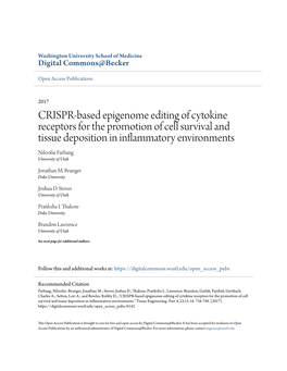 CRISPR-Based Epigenome Editing of Cytokine Receptors for the Promotion of Cell Survival and Tissue Deposition in Inflammatory En