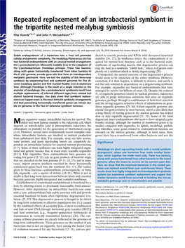 Repeated Replacement of an Intrabacterial Symbiont in the Tripartite Nested Mealybug Symbiosis