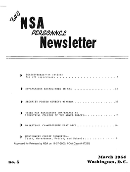 NSA Newsletter, March 1954