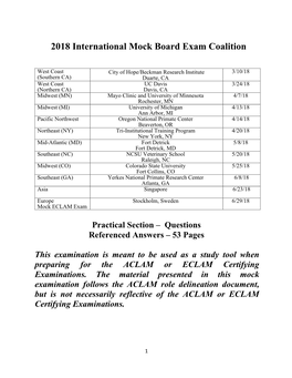 2018 International Mock Board Exam Coalition