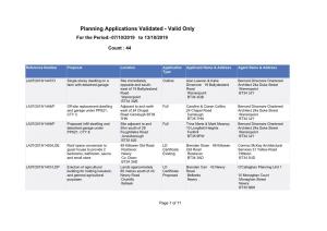 Planning Applications Validated - Valid Only for the Period:-07/10/2019 to 13/10/2019