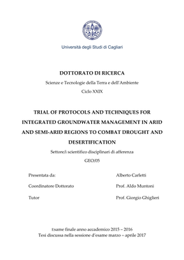 Dottorato Di Ricerca Trial of Protocols and Techniques