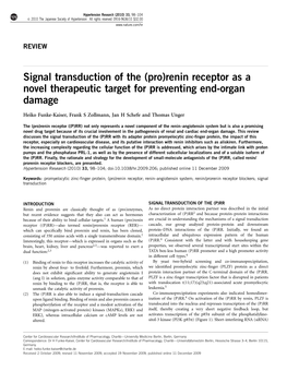 Signal Transduction of the (Pro)Renin Receptor As a Novel Therapeutic Target for Preventing End-Organ Damage