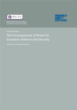 The Consequences of Brexit for European Defence and Security