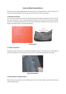 Common Metal Casting Defects