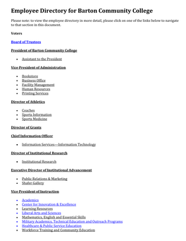 Employee Directory for Barton Community College