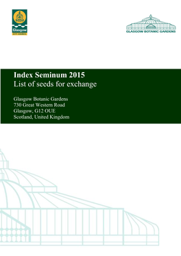 Index Seminum 2015 List of Seeds for Exchange