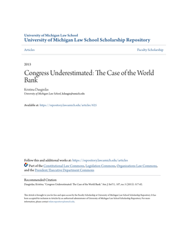 Congress Underestimated: the Case of the World Bank