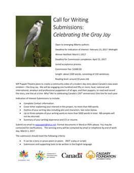 Call for Writing Submissions: Celebrating the Gray Jay