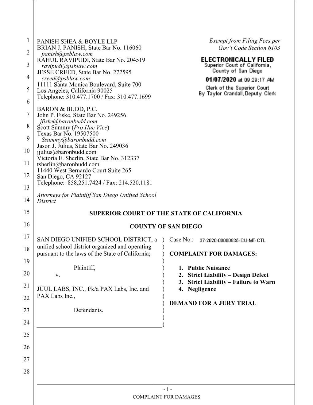 Complaint-SDUSD-V-JUUL.Pdf