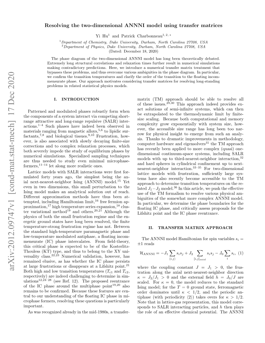 Resolving the Two-Dimensional ANNNI Model Using Transfer Matrices