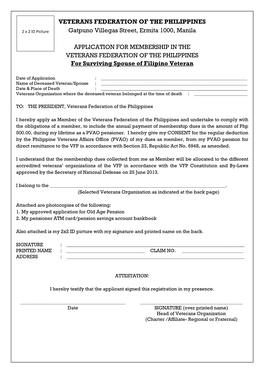 VETERANS FEDERATION of the PHILIPPINES Gatpuno Villegas