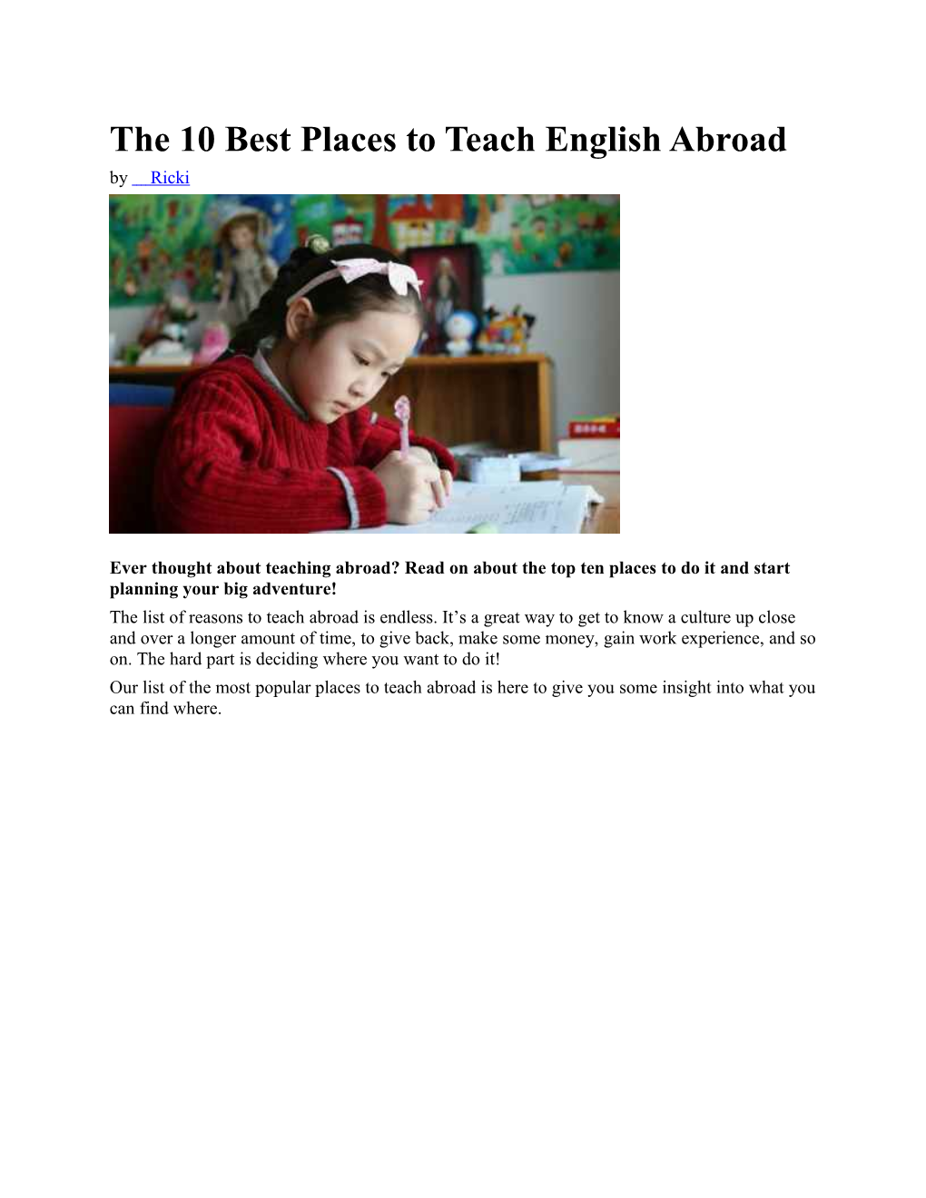 The 10 Best Places to Teach English Abroad