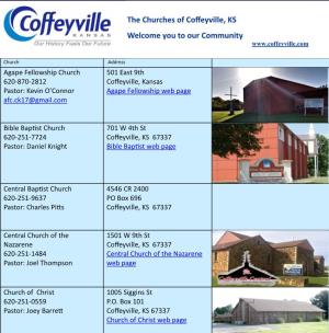 The Churches of Coffeyville, KS Welcome You to Our Community