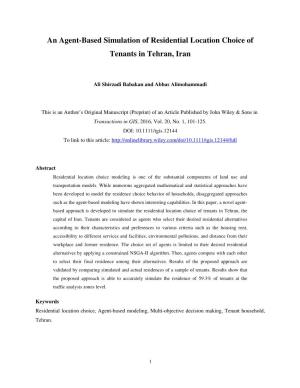 An Agent-Based Simulation of Residential Location Choice of Tenants in Tehran, Iran