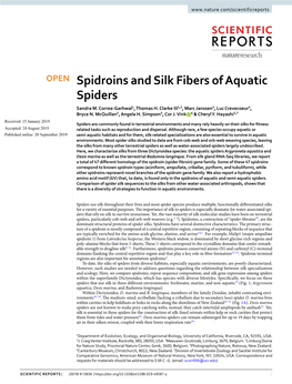 Spidroins and Silk Fibers of Aquatic Spiders Sandra M