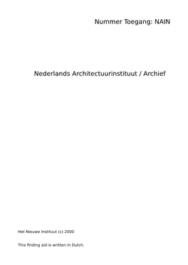 Nederlands Architectuurinstituut / Archief