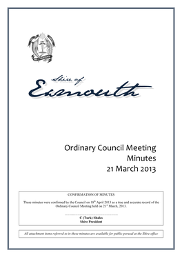 Ordinary Council Meeting Minutes 21 March 2013