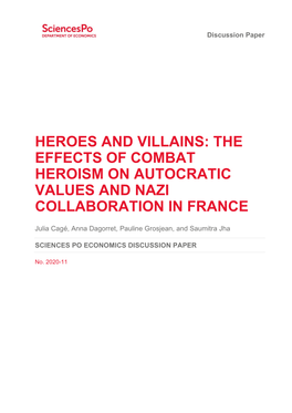 Heroes and Villains: the Effects of Combat Heroism on Autocratic Values and Nazi Collaboration in France