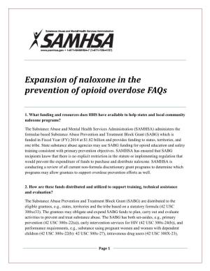 Expansion of Naloxone in the Prevention of Opioid Overdose Faqs