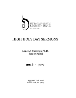 High Holy Day Sermons