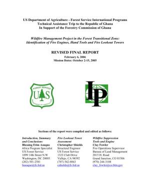 REVISED FINAL REPORT February 6, 2006 Mission Dates: October 2-15, 2005