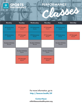 Granger Class Schedule (PDF)