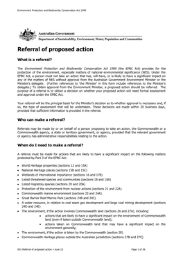 Referral of Proposed Action