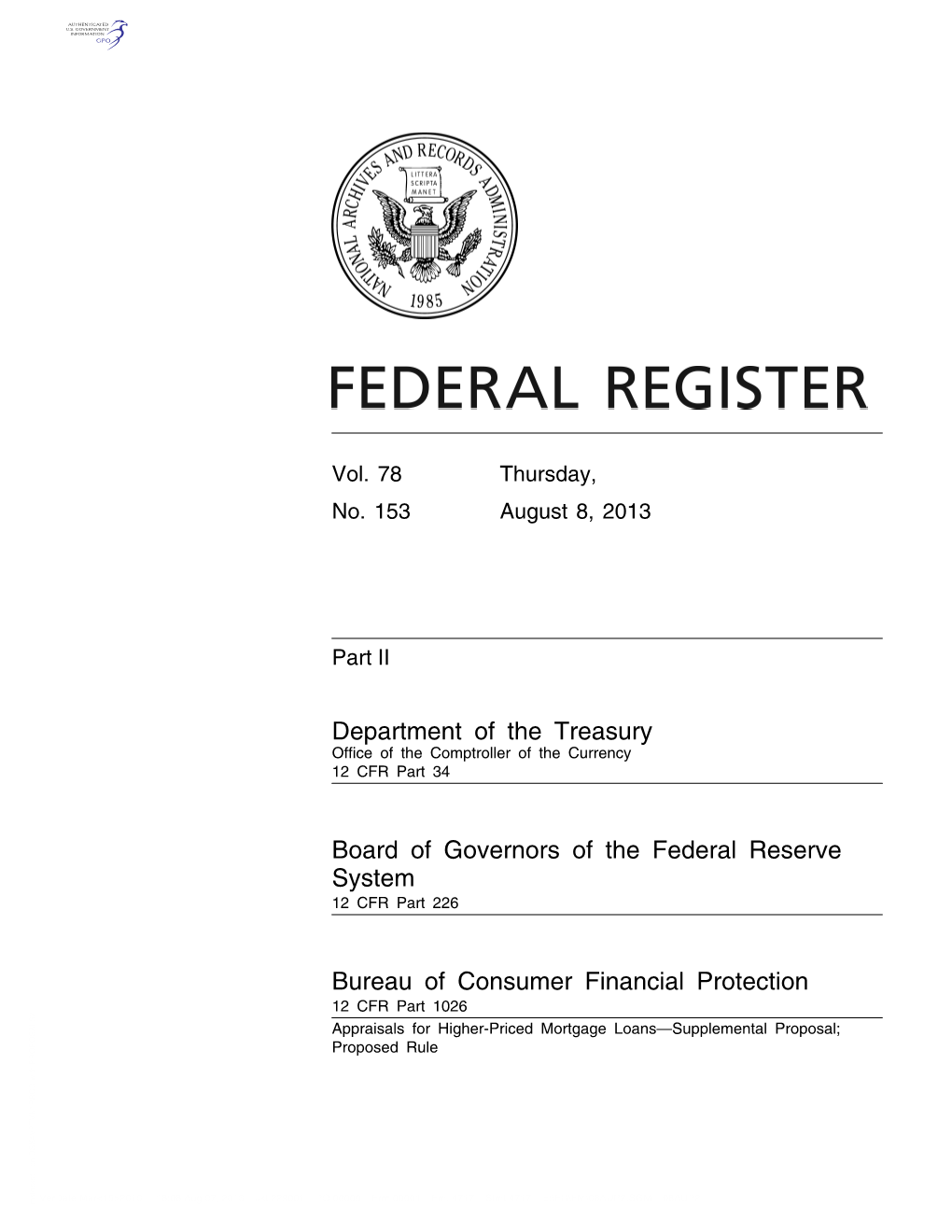 Appraisals for Higher-Priced Mortgage Loans—Supplemental Proposal; Proposed Rule